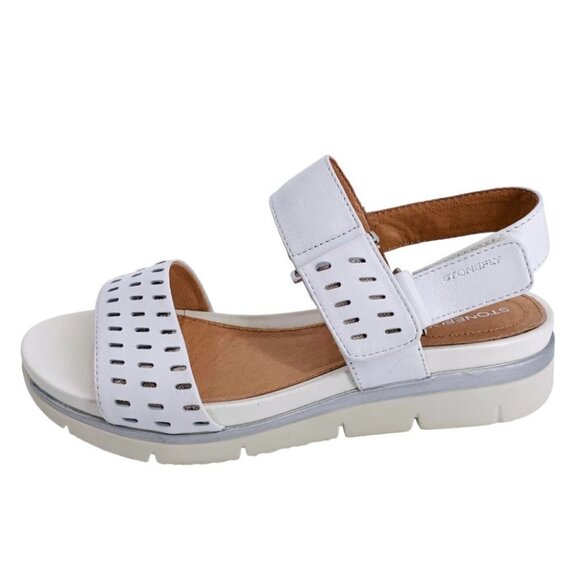 White Perforated Sandals - Picture 1 of 10